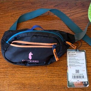 Cotopaxi Black Belt Bag with Orange Accents